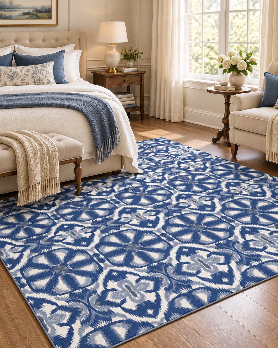 Blue Lattice Ornaments — AI home décor concept