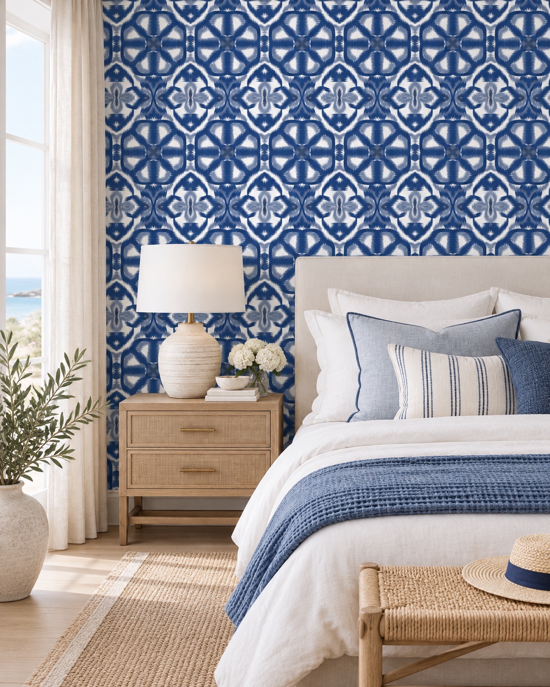 Blue Lattice Ornaments — AI home décor concept