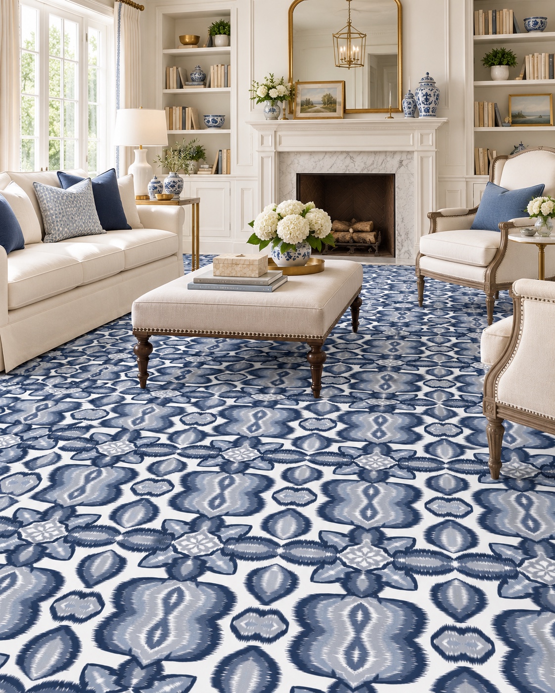 Navy Ornamental Rhythm — AI home décor concept