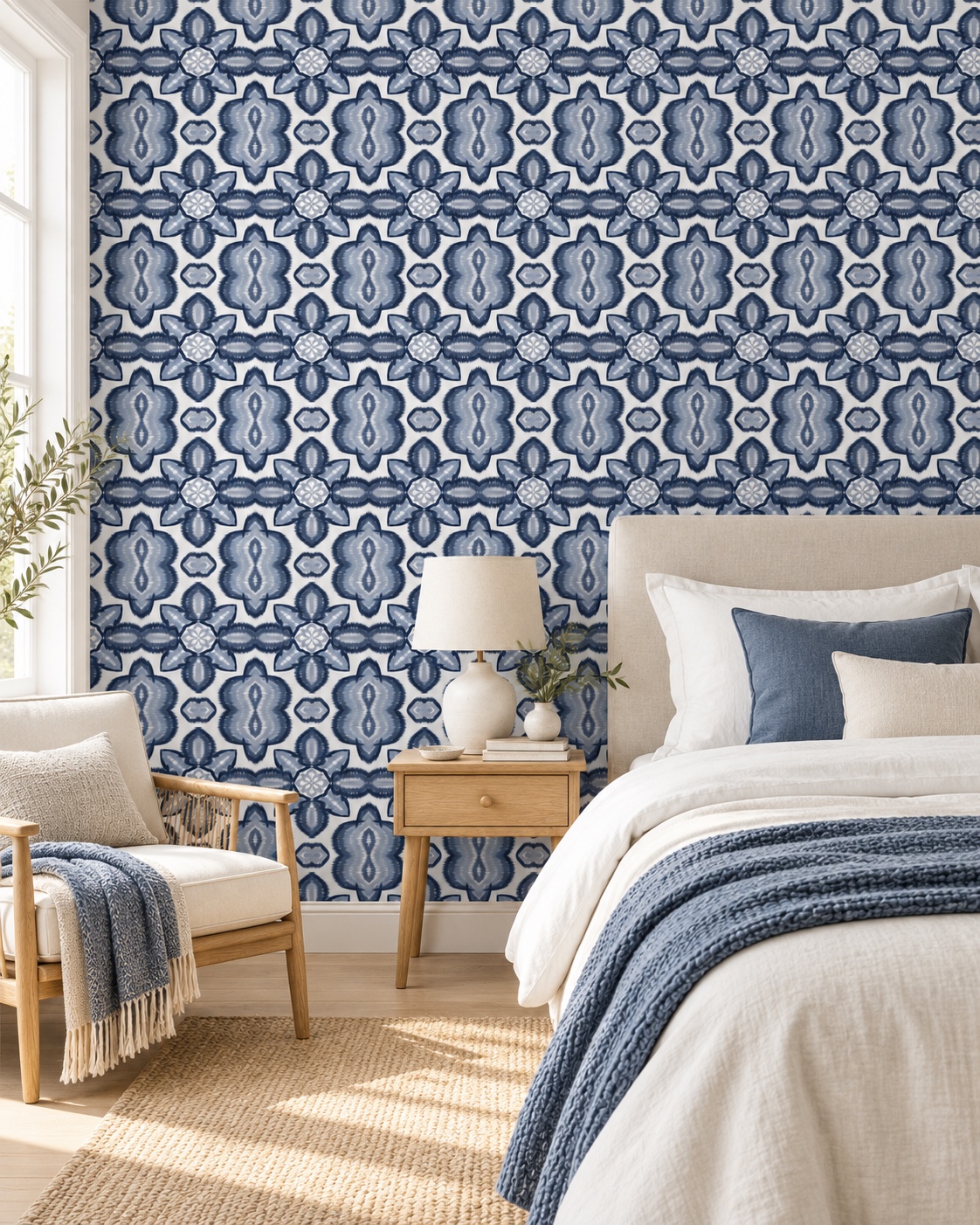 Navy Ornamental Rhythm — AI home décor concept