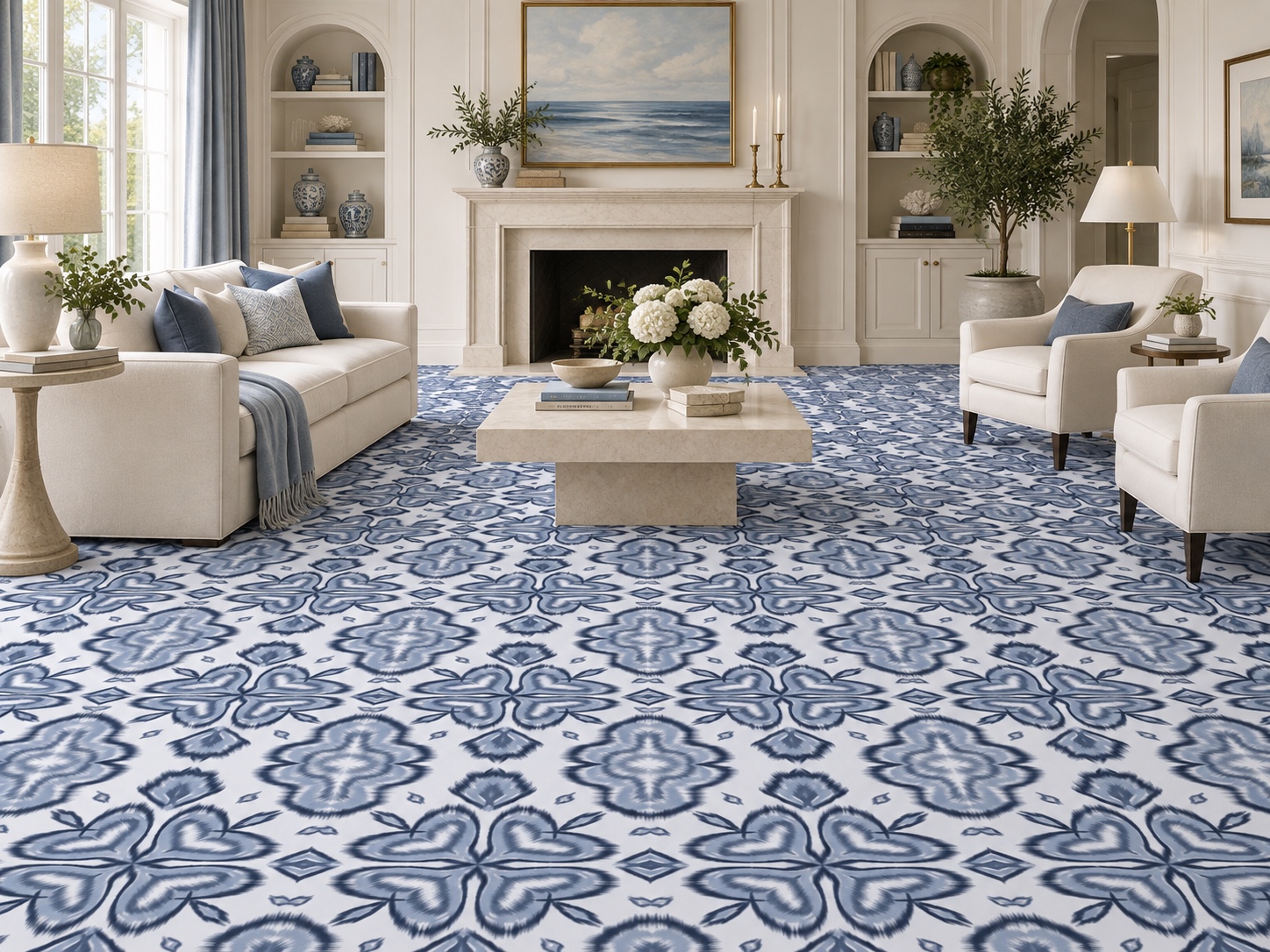 Soft Blue Rosettes — AI home décor concept