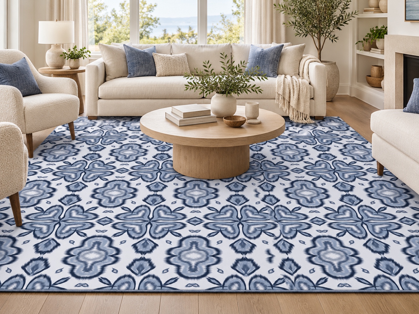 Soft Blue Rosettes — AI home décor concept