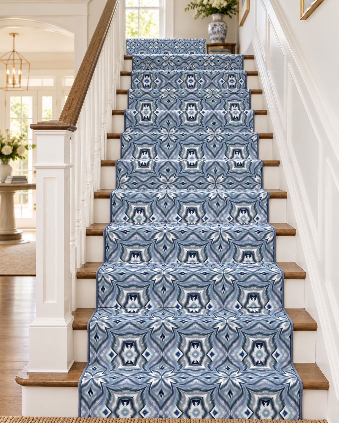 Blue Ornamental Mosaic — AI stair runner concept