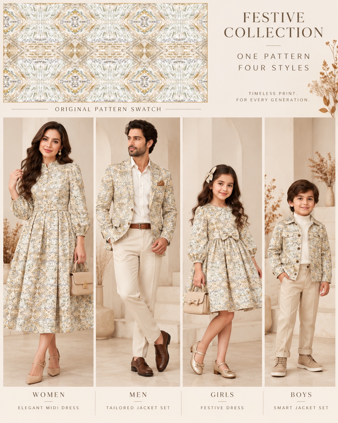 Golden Geometric Festive — AI fashion concept