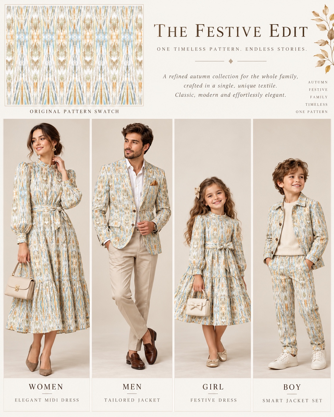 Soft Olive Festive Weave — AI fashion concept