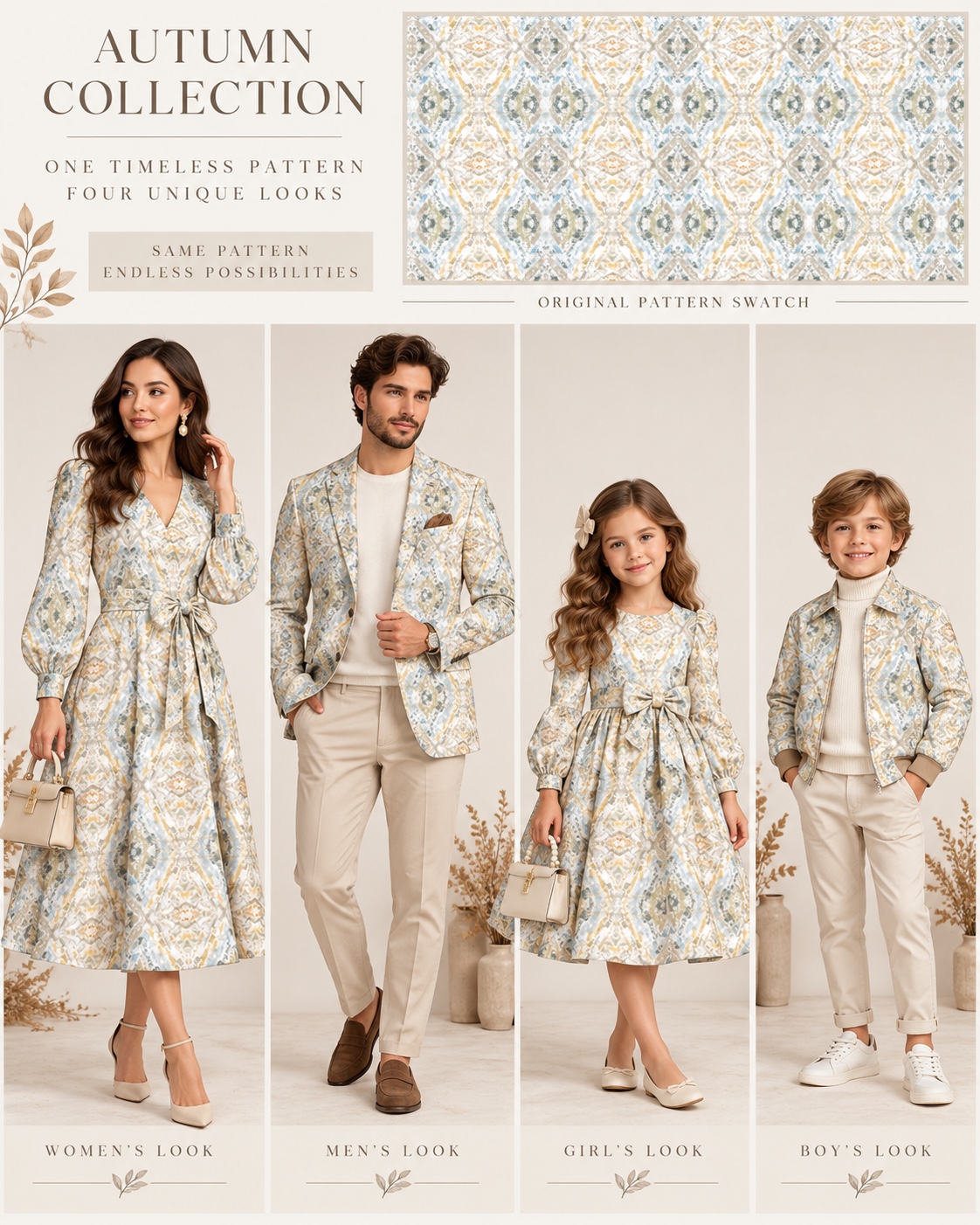 Blue & Gold Autumn Diamonds — AI fashion concept