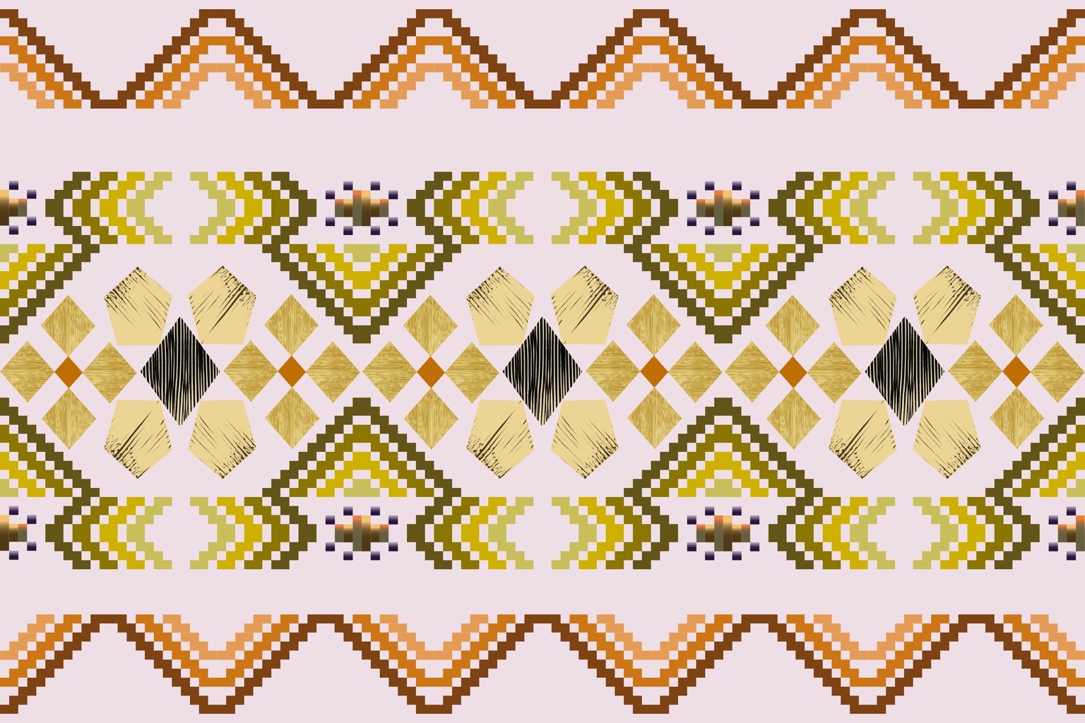Original geometric pattern by Rawiwan in gold, olive and blush