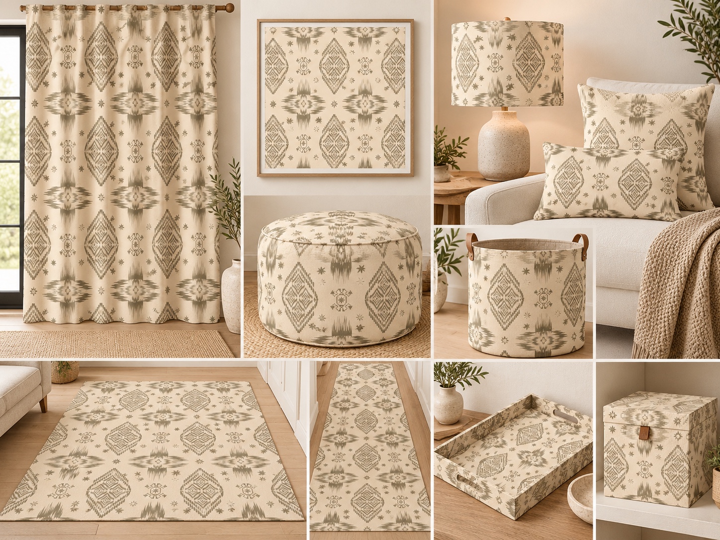 Cream & Olive Ornament — AI home décor concept