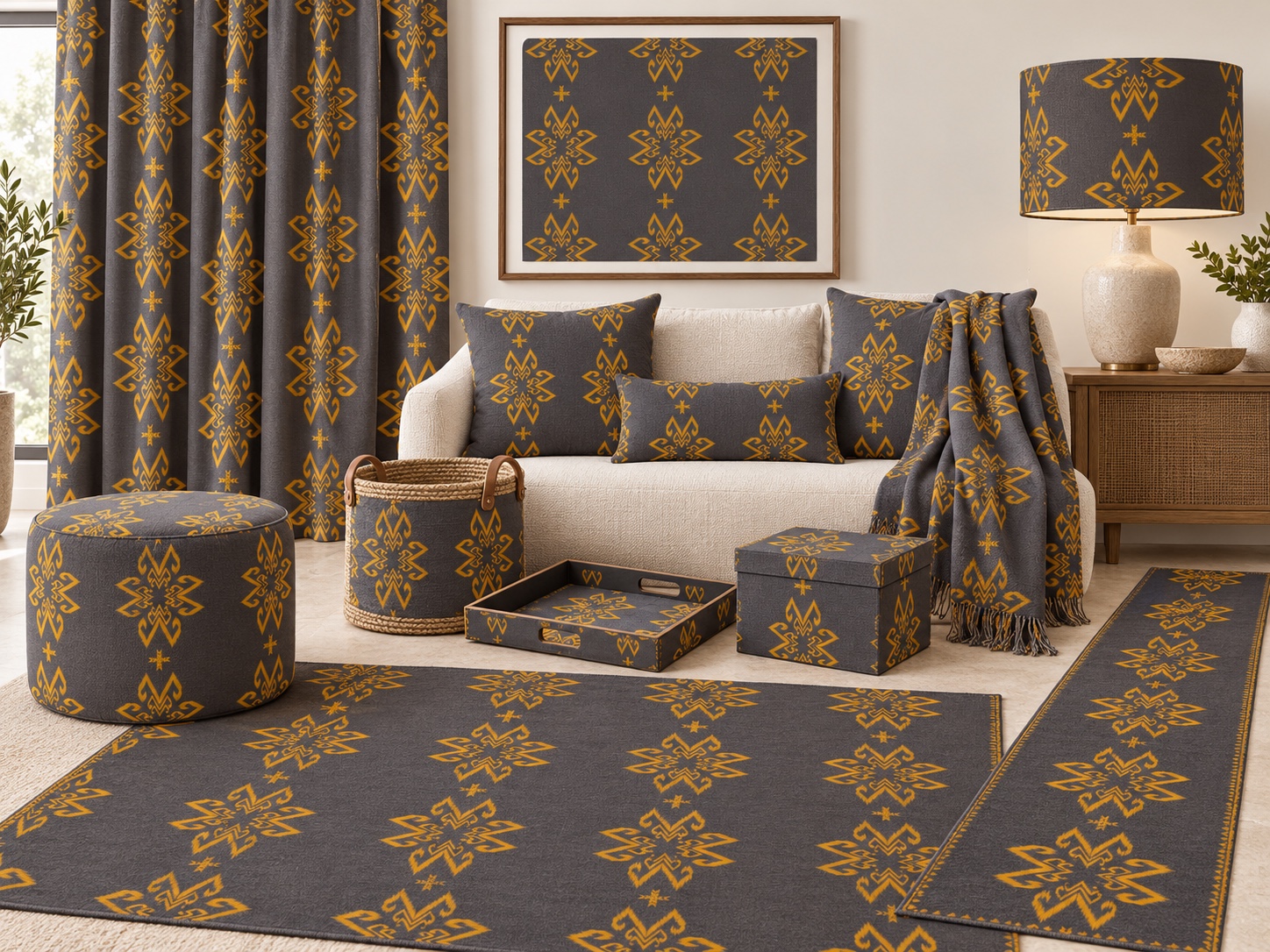 Slate & Gold Ornament — AI home décor concept