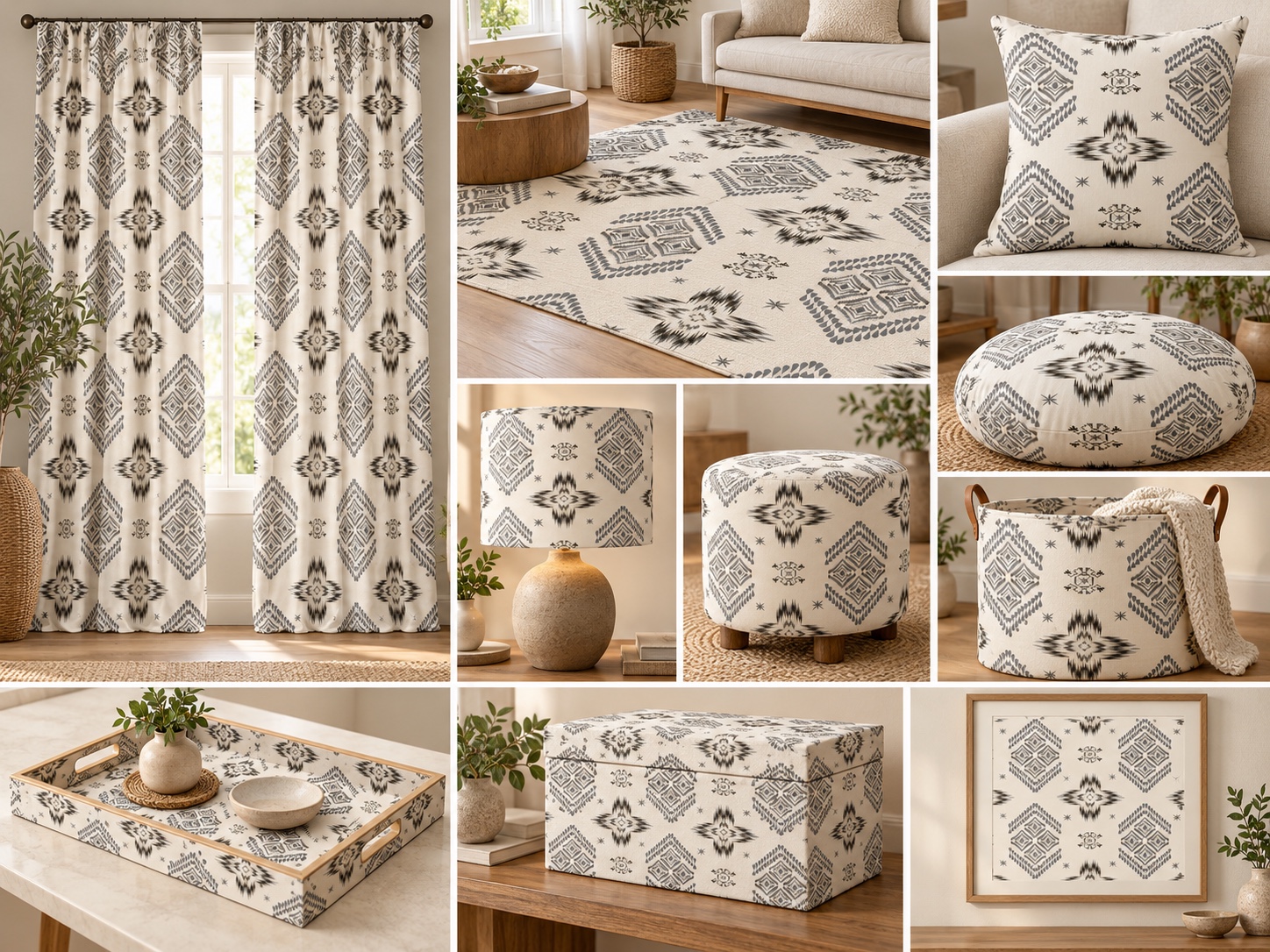 Monochrome Ornamental Medallions — AI home décor concept