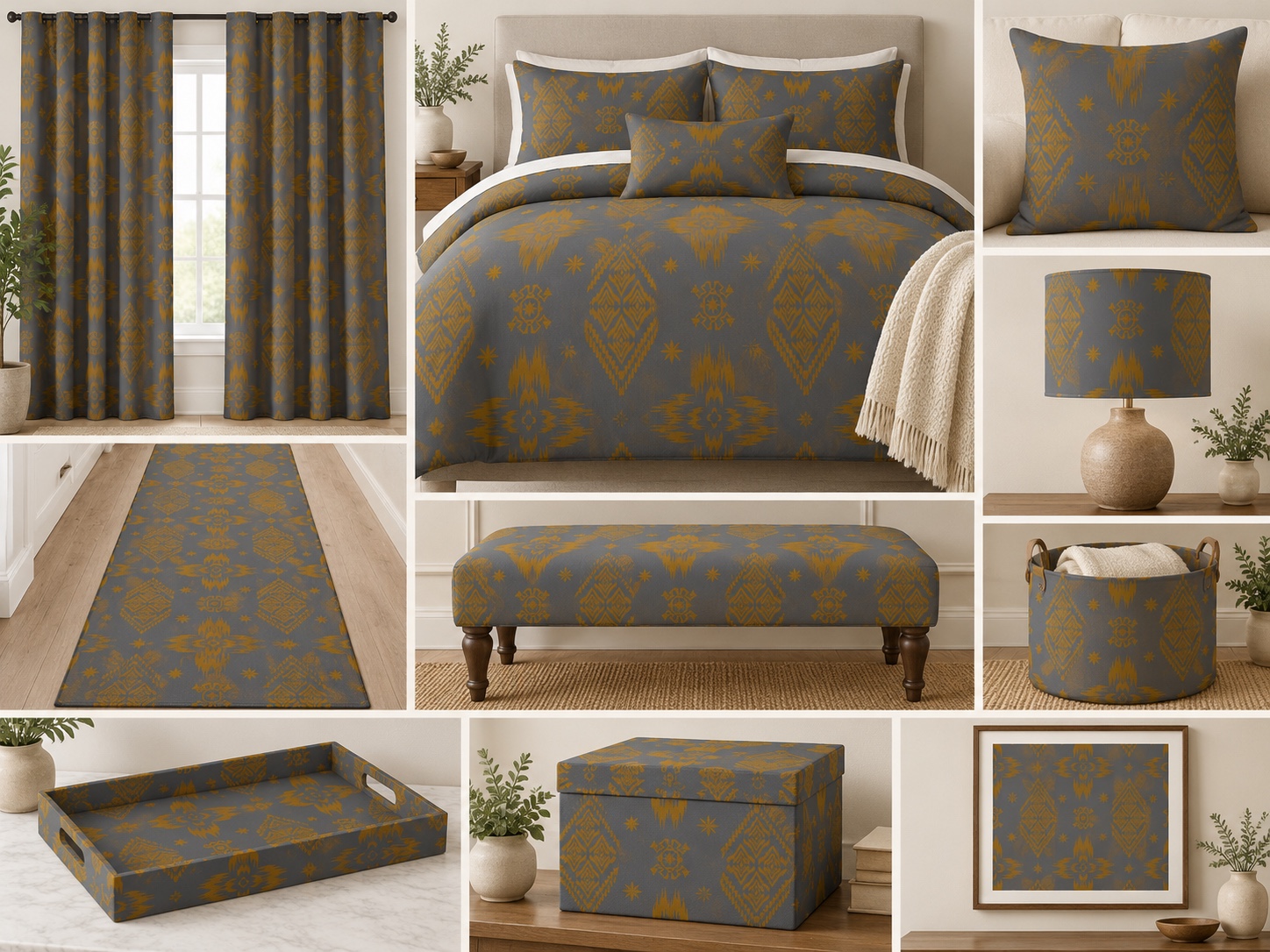 Slate & Bronze Medallions — AI home décor concept