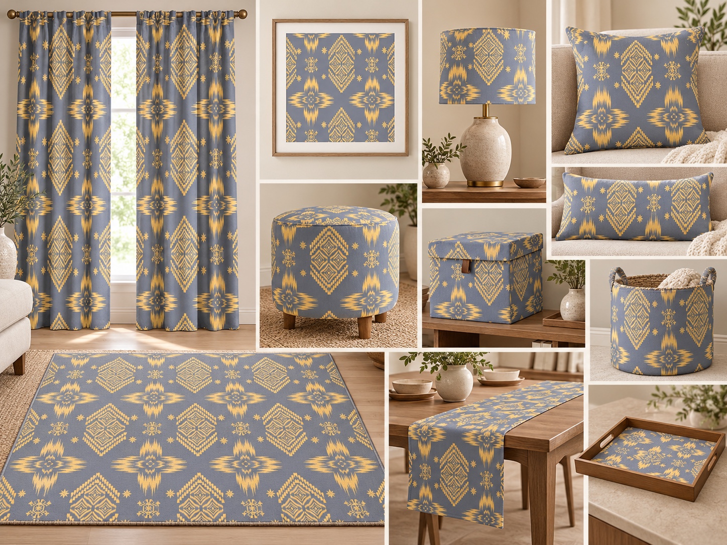 Blue & Golden Medallions — AI home décor concept
