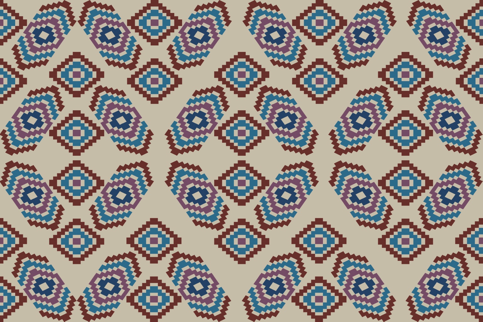Blue & Terracotta Medallions — original pattern artwork by Rawiwan