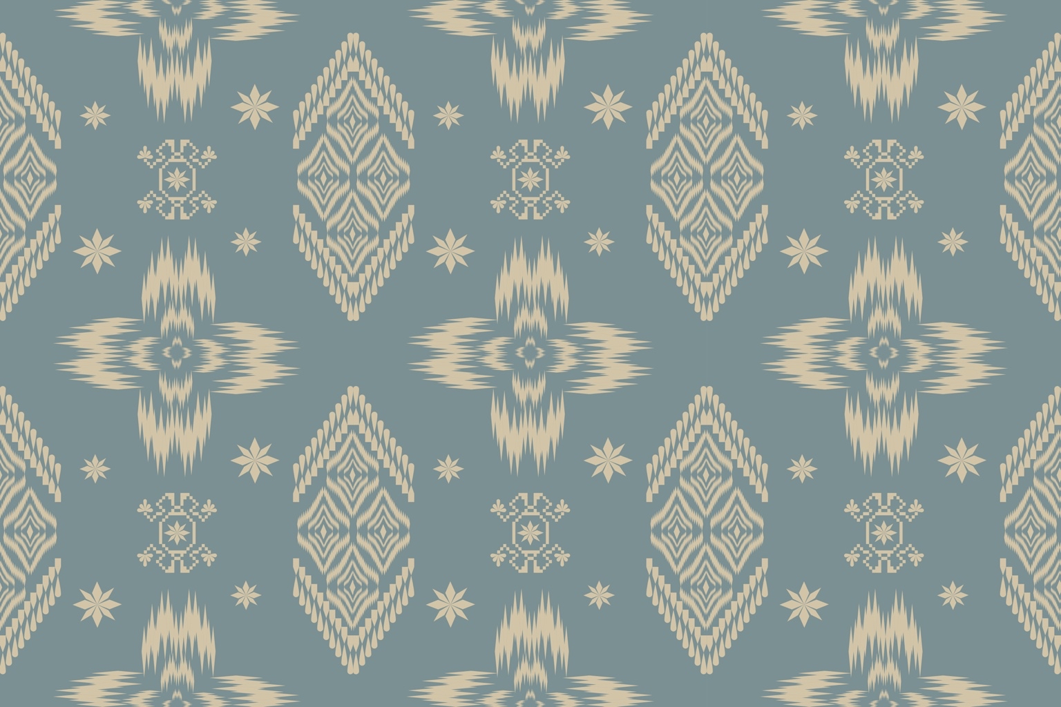 Soft Blue & Cream Medallions — Original pattern by Rawiwan
