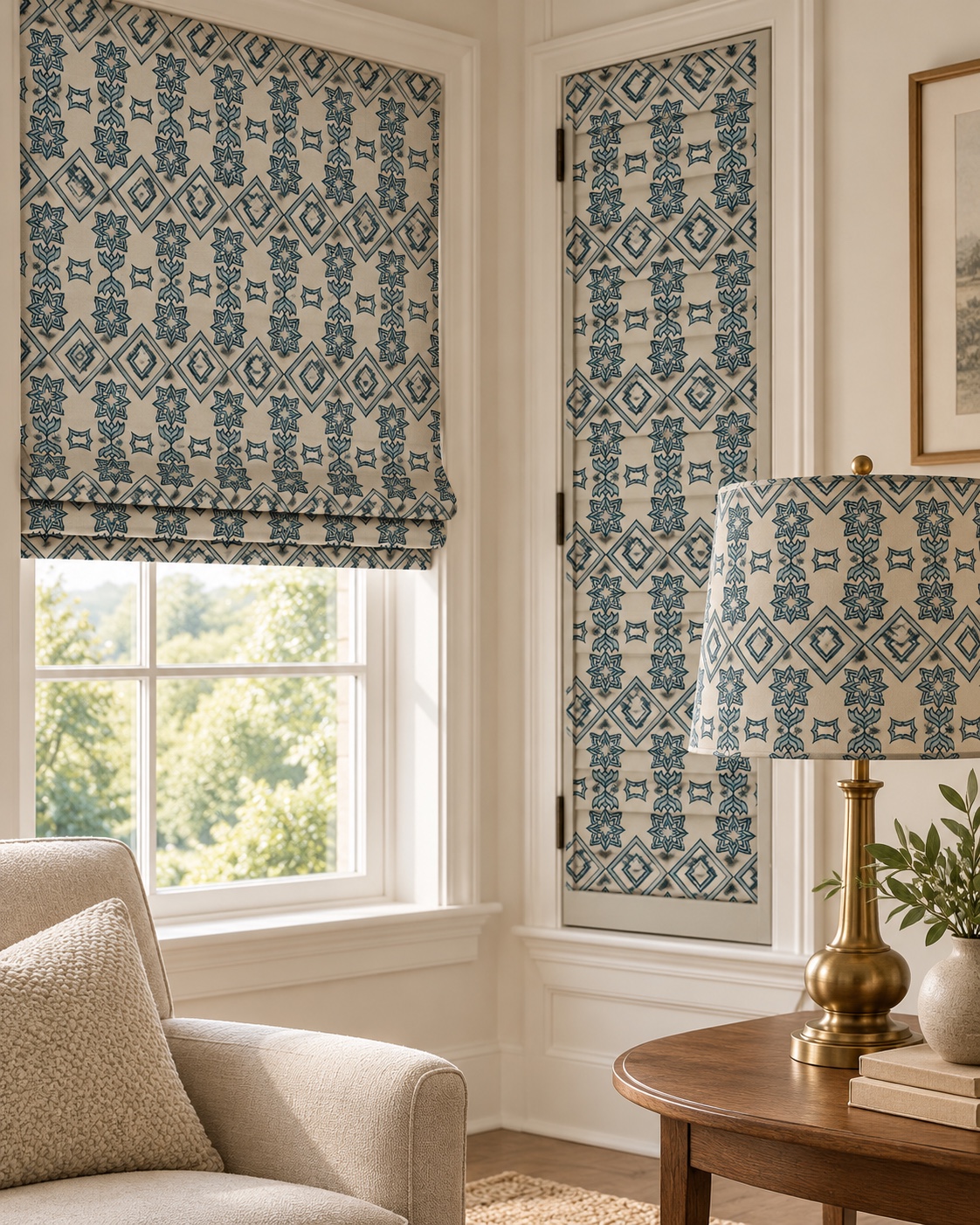 Blue Diamond Botanicals — AI blinds, wall panels and lampshade concept