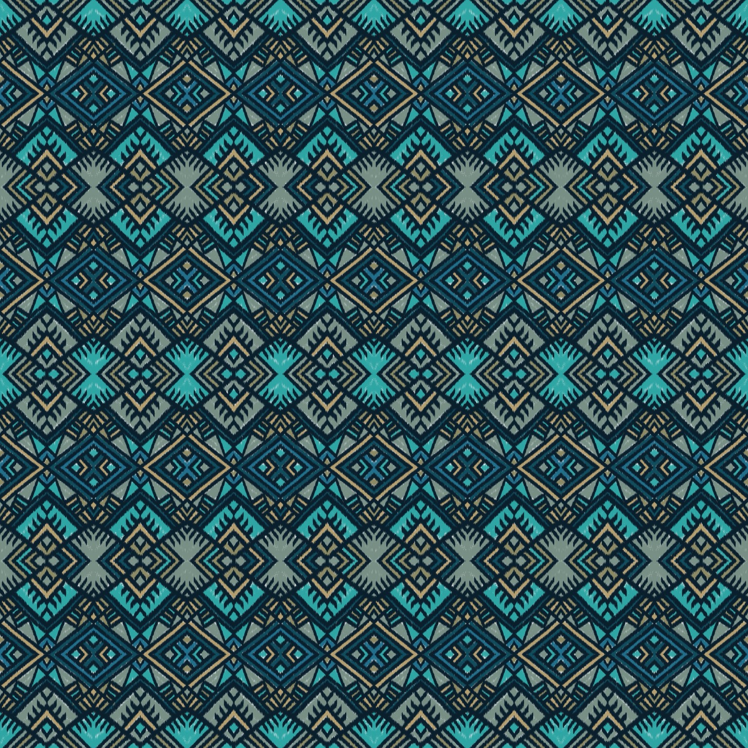 Teal Geometric Weave — Original pattern by Rawiwan