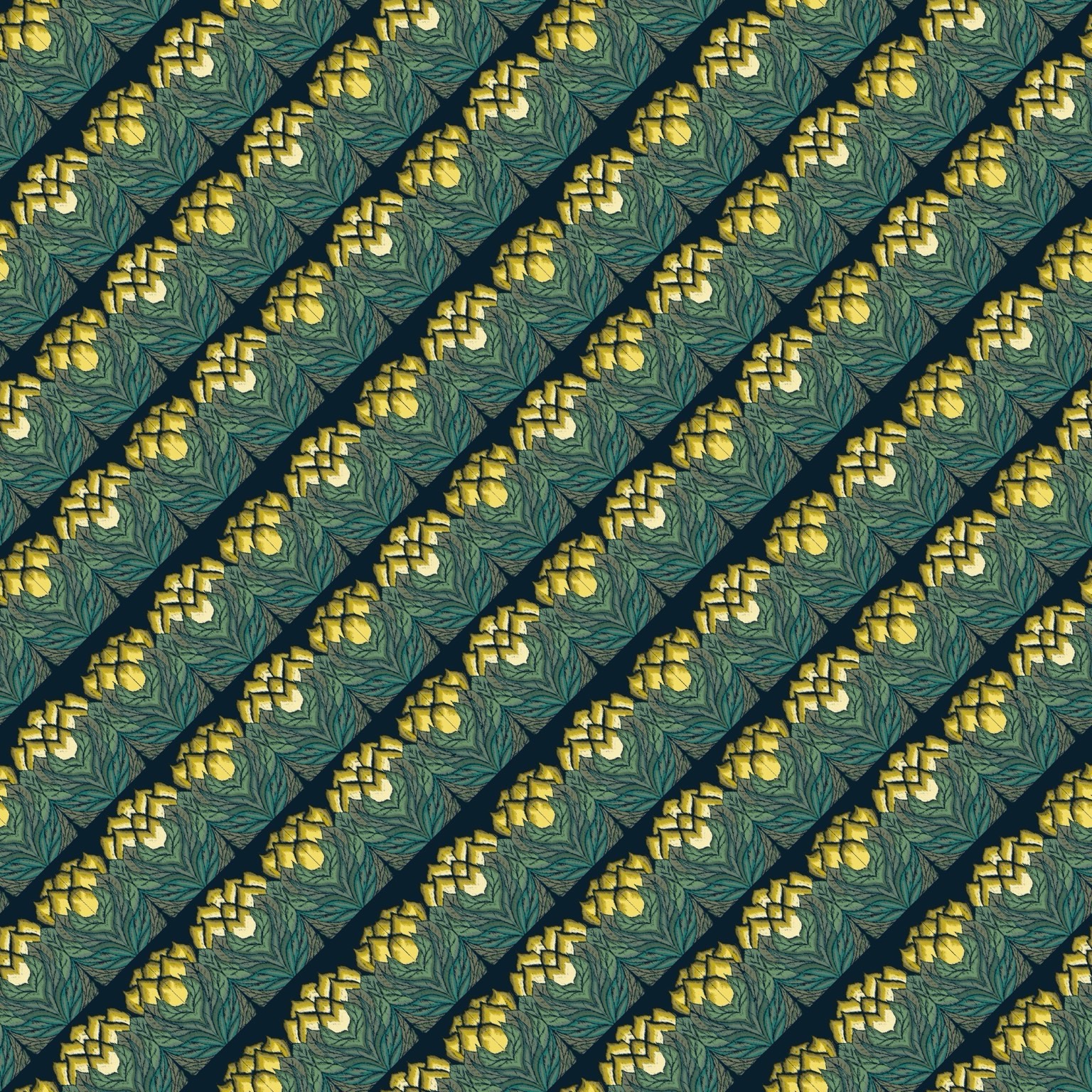 Golden Floral Stripes — Original pattern by Rawiwan