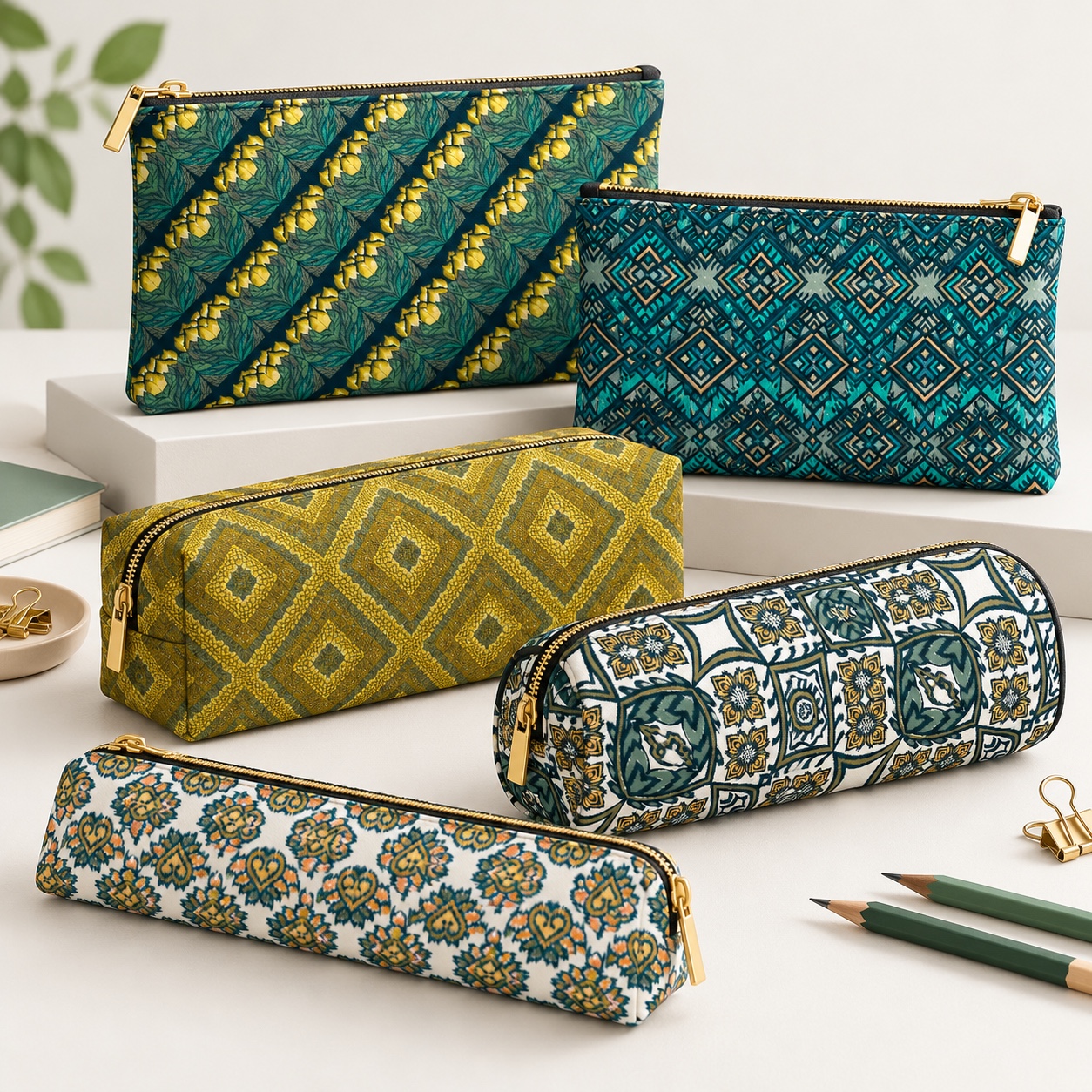 Pencil Cases & Pouches — AI stationery accessory concepts