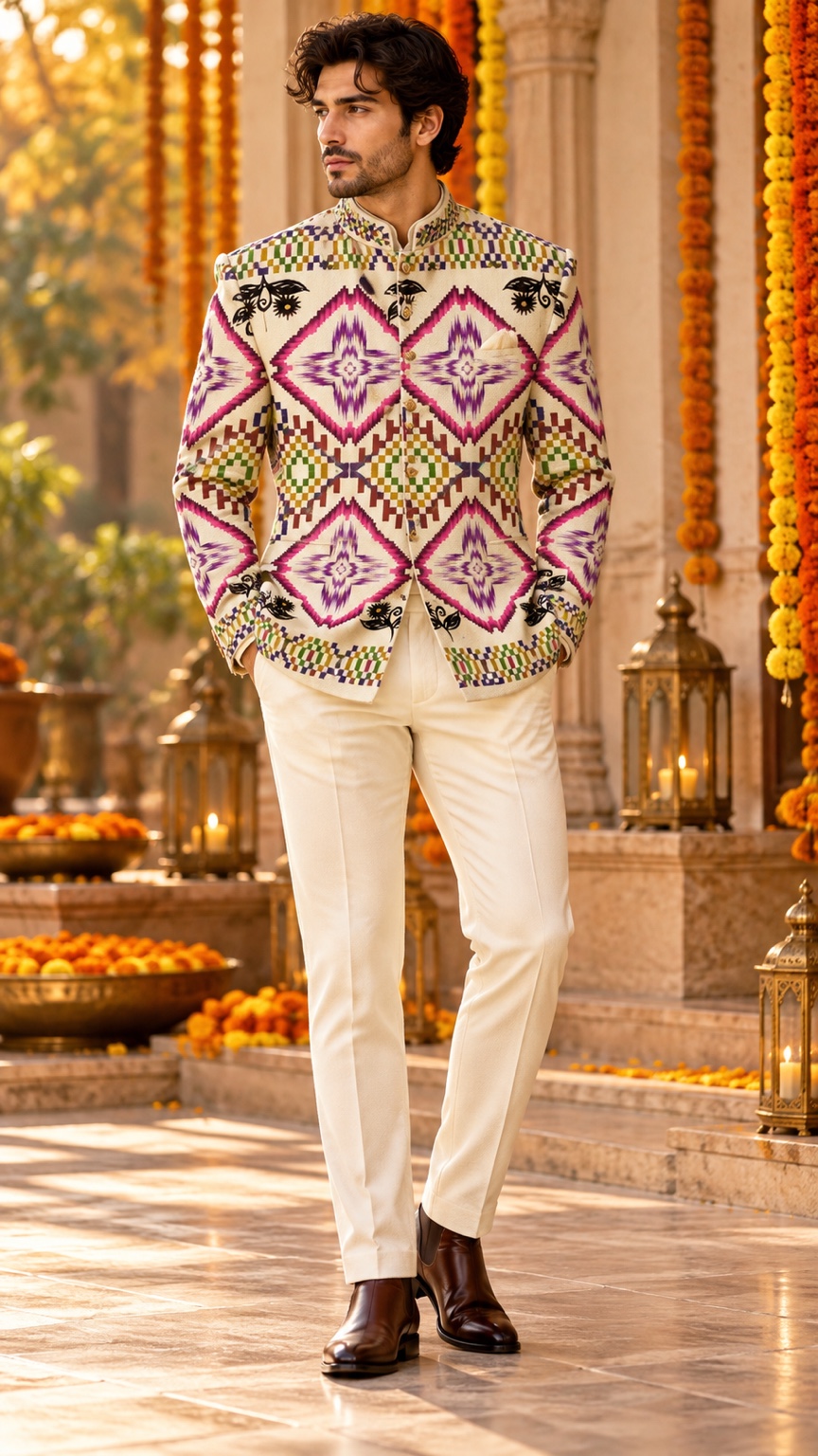 Berry Diamond Garden — AI fashion concept · Menswear