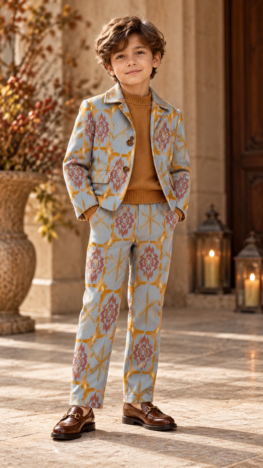 Golden Star Mosaic — AI fashion concept · Boyswear