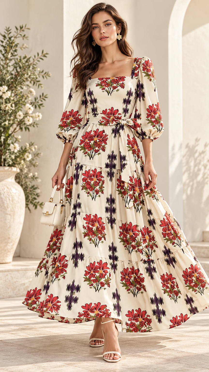Crimson Bouquet — AI fashion concept · Womenswear