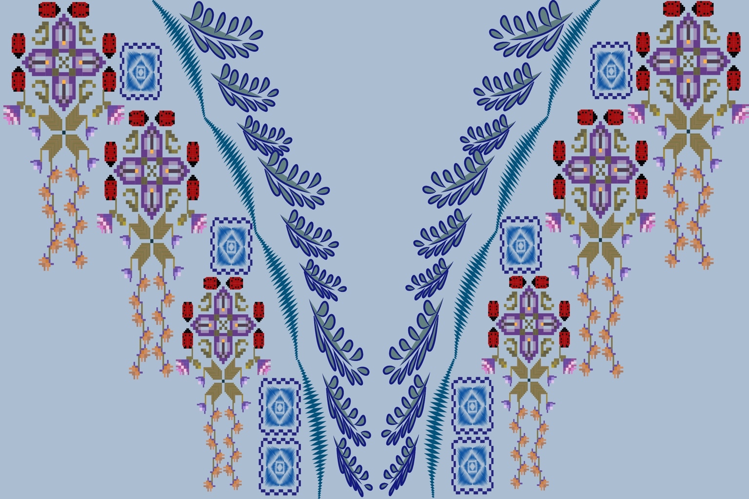 Blue Botanical Neckline — Original pattern