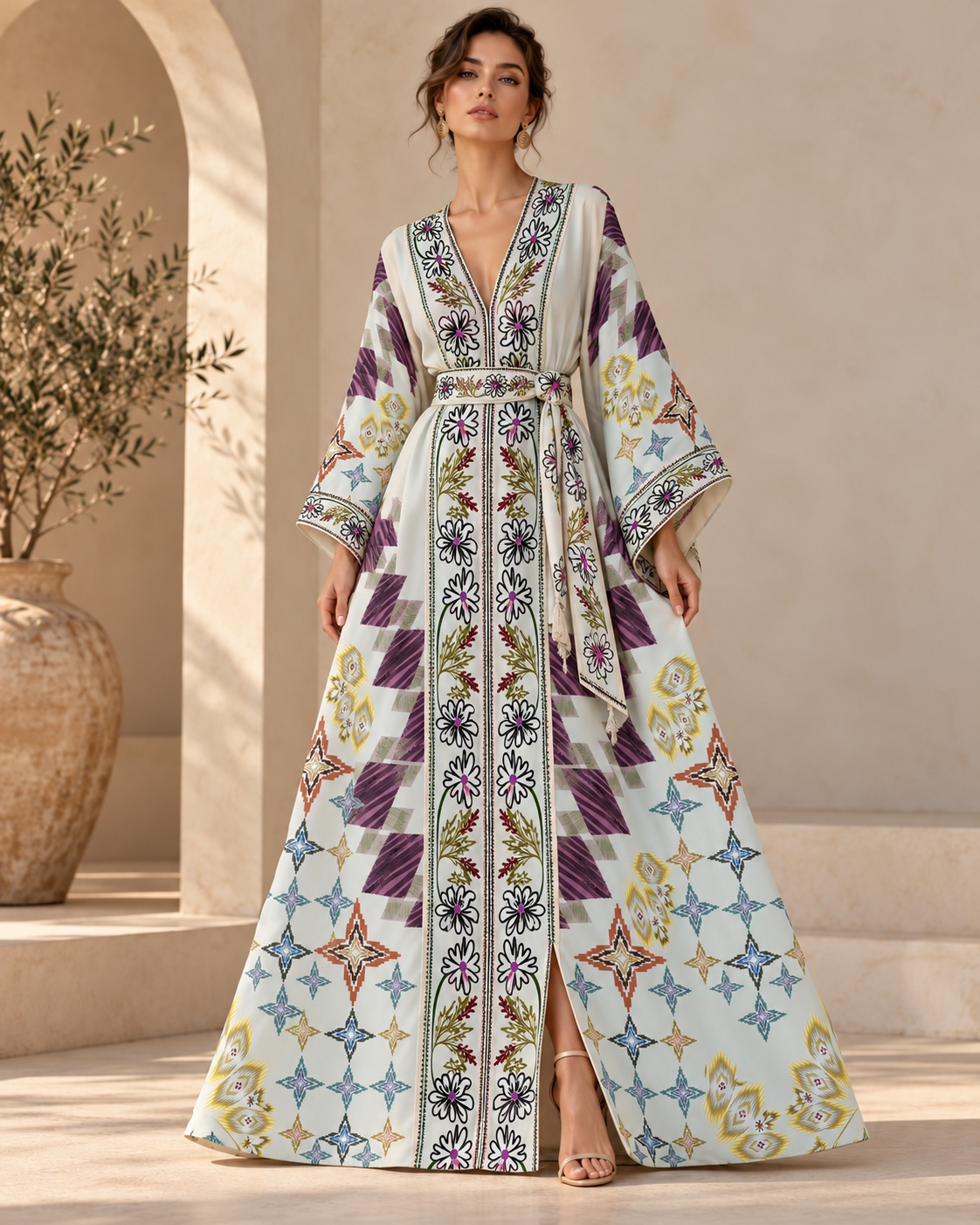 Plum & Sage Geometry — AI-generated fashion concept