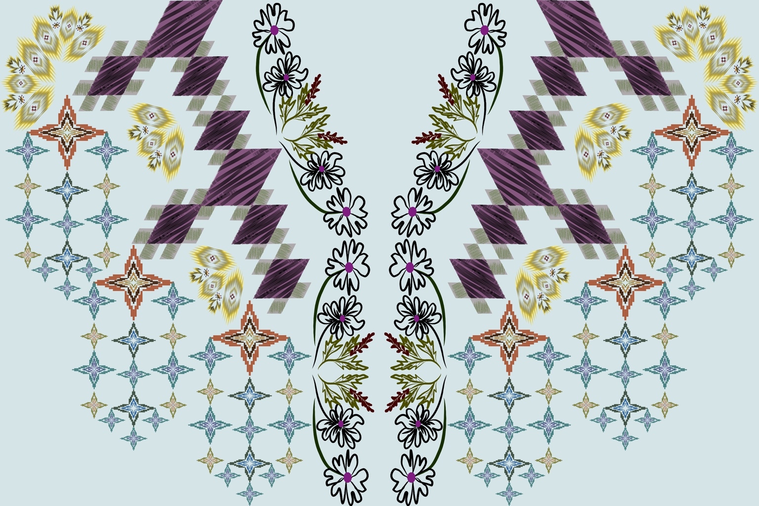 Plum & Sage Geometry — Original pattern by Rawiwan